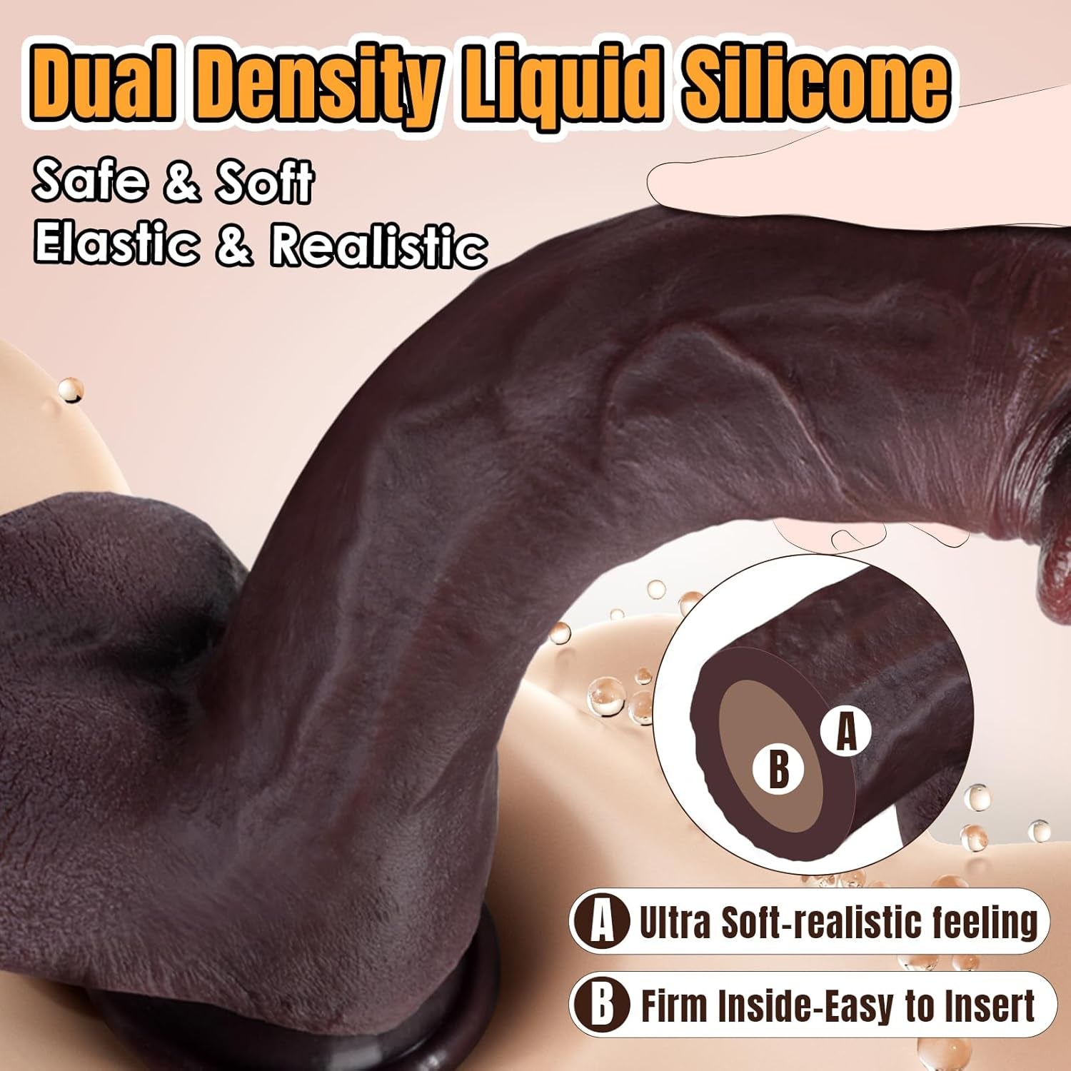 Sex Toys Big Realistic Dildo - Sex Toy 10.8" Silicone Brown Curved Giant Dual-Layer Dildos for G Spot and Anal Butt Plug with Suction Cup,  Sex Toy for Women Men Couple Strapless Strap-On Dildo