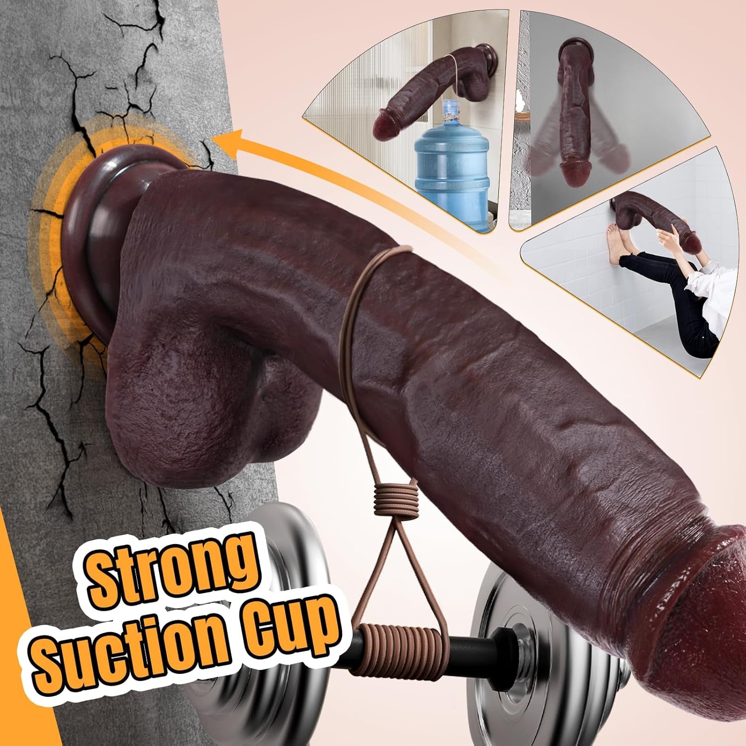 Sex Toys Big Realistic Dildo - Sex Toy 10.8" Silicone Brown Curved Giant Dual-Layer Dildos for G Spot and Anal Butt Plug with Suction Cup,  Sex Toy for Women Men Couple Strapless Strap-On Dildo